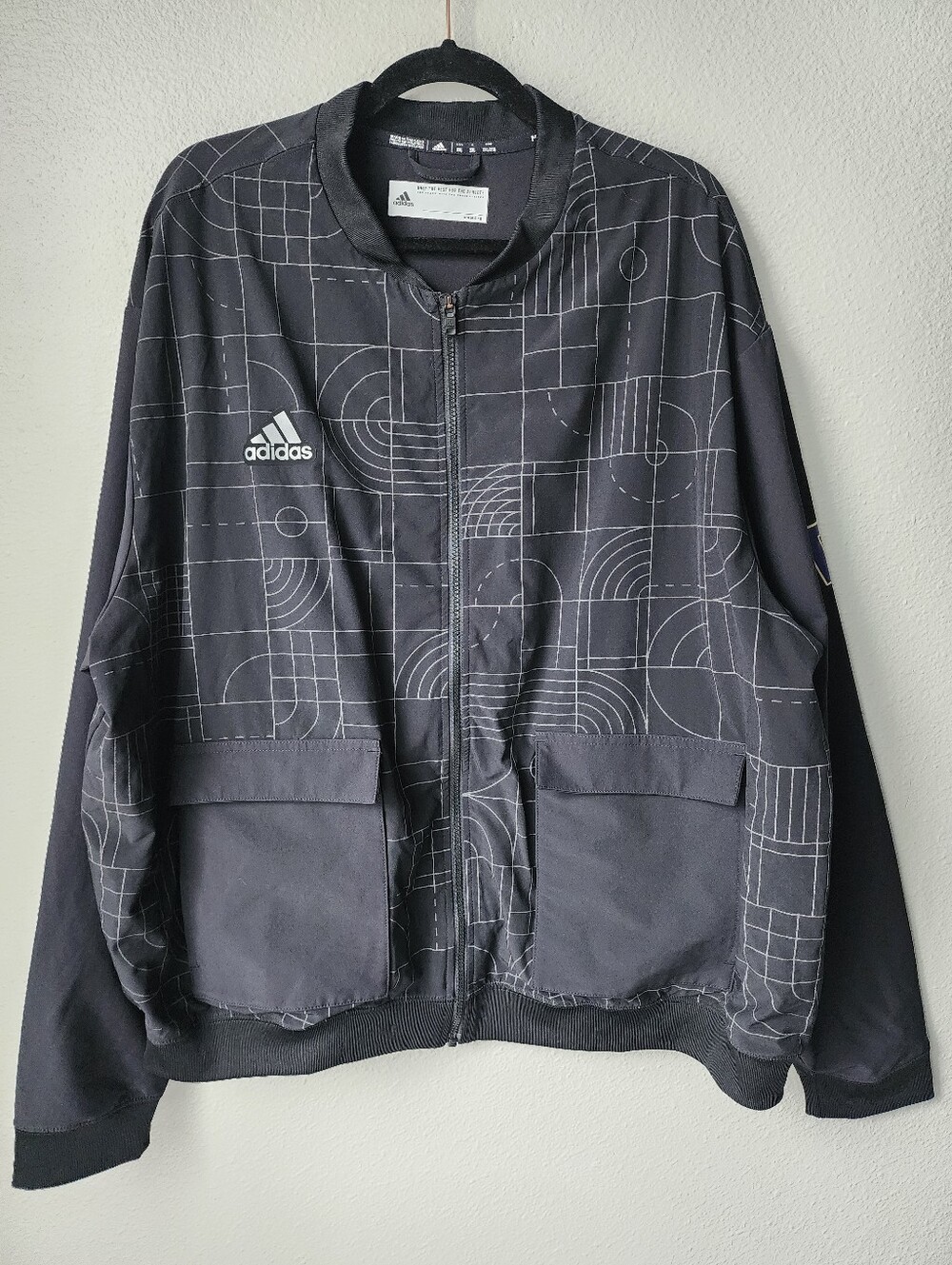 Adidas Playoff FZ 2XL University Of Washington Track Bomber Jacket In Black